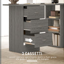 Scrivania Moderna con 3 Cassetti e 3 Ripiani per Camera e Ufficio, in Legno, 120x49x72 cm, Grigio      