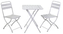 Set Tavolo e 2 Sedie Pieghevoli da Giardino in Metallo Rovigo Bianco