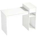 Scrivania per Studio e Scrittura 108x50x82 cm con Cassetto e Scaffali in Legno Bianco      