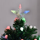 Albero di Natale Artificiale 150 cm 170 Rami con Luci LED e Fibre Ottiche Colorate Verde