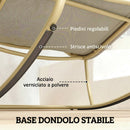 Sedia Dondolo da Esterno 70x113x76 cm Cuscino Imbottito in Acciaio e Poliestere Cachi      