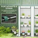 Serra da Giardino  144x48x142-152 cm con 2 Porte Avvolgibili 3 Ripiani e Tasche Laterali in PE Bianco e Verde      