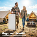 Tavolo da Campeggio Quadrato Pieghevole in Metallo e HDPE, 86x86x74 cm, Bianco      