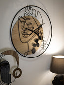 Orologio da Muro Elegant 60x2x60 cm in Ferro e MDF Nero e Marrone      