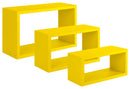 Set 3 Mensole da Parete Rettangolare in Fibra di Legno Trittico Giallo Canarino