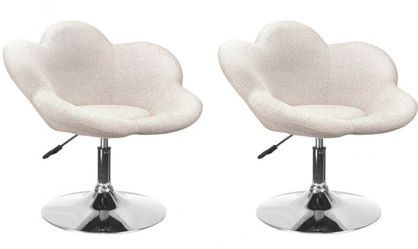 Set 2 Poltroncine da Soggiorno 69x55x69/81 cm in Schiuma Poliuretanica Fleur Cromo-Beige online