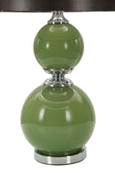 Lampada da Tavolo Eva Two Ø38x65 cm in Vetro e Ferro e Tessuto Verde e Grigio      