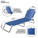 Lettino Mare Richiudibile 190x58x27 cm Struttura in Alluminio e Copertura in PVC e Poliestere Blu Viareggio      