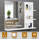 Pensile Bagno con Specchio e 3 Ripiani 60x10x48 cm MDF  Elisa Bianco