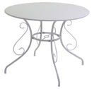 Tavolo da Giardino Rotondo Ø95cm in Metallo Old Bianco