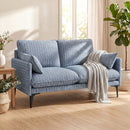 Divano 2 Posti 131x78x83 cm con Braccioli Imbottitura Spessa e 2 Cuscini in Tessuto Blu      