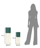 Porta Vasi Grent Stand Set 2 Pz Ø23x70 cm - Ø19x50 cm in Ferro Verde e Oro      