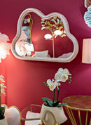 Specchio da Muro Cloud Velluto Rosa 90x4x60 cm in MDF e Poliestere e Specchio Rosa      