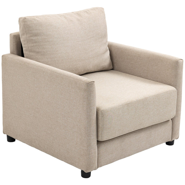 acquista Poltrona Imbottita 80x85x88 cm in Tessuto Effetto Lino Beige