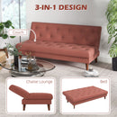 Divano Letto 3 Posti 185x85x84 cm in Tessuto Effetto Lino Arancione