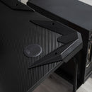 Scrivania Gaming 122x66x96 cm in Metallo e Legno Nero e Rosso