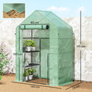 Serra da Giardino 142x73x195 cm con 2 Mensole a 3 Livelli e Ingresso a Zip in Acciaio e PE Verde      