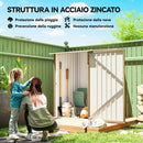 Casetta Box da Giardino Porta Attrezzi 100x104x160 cm con Porta a Battente in Acciaio Galvanizzato Marrone Chiaro      