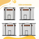 Cancelletto per Cani di Taglia Media e Piccola 74-105x76,2 cm con Chiusura Automatica Nero      