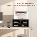Mobile Porta Stampante con 3 Ripiani a 2 Livelli 47x40x22,5 cm in Truciolato Nero  