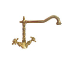 Rubinetto Cucina Miscelatore Doppio Comando Girevole Lavello in Ottone Paini Nostalgia Barocco Oro