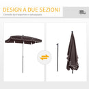 Ombrellone da Giardino 2x1.25 m Palo Ø28 mm in Alluminio Inclinabile Marrone 