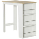 Tavolo da Bar con 3 Mensole e Barre Protettive 112x57x106 cm in Acciaio e Truciolato Bianco