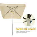 Ombrellone da Giardino 2x2 m Palo Ø28 mm in Matallo e Poliestere Bianco Crema