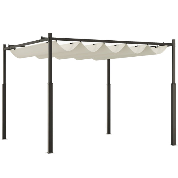 sconto Gazebo Pergola da Giardino 298x298x230 cm con Telo Retrattile Bianco Crema