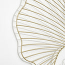Decorazione Murale 3D 51x94,5 cm in Metallo Foglia di Ginkgo Oro