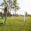 Porta da Calcio per Adulti e Bambini Bersaglio e Pali Rivestiti in Tessuto 186x62x123 cm Bianco 