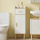 Mobile da Bagno 32,5x29,5x91 cm Stretto con Mensola Regolabile in Legno Bianco      