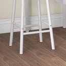 Set Bar Tavolo Alto e 2 Sgabelli con Poggiapiedi Stile Industriale in MDF e Acciaio Bianco e Rovere      