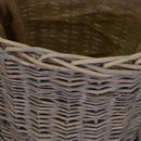 Set 2 portalegna in vimini con manici foderata juta naturale ovale 