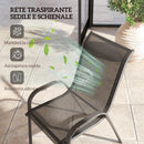 Set 2 Sedie da Giardino 54x71x93 cm Impilabili con Braccioli Curvi in Acciaio e Tessuto Traspirante Nero      