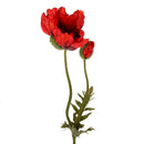 Set 3 Papaveri Artificiale con 2 Fiori Artificiali Altezza 74 cm Rosso