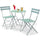 Set 3 Pezzi Giardino Tavolo 2 Sedie Bistrot Pieghevole Modello Parigi Verde Acqua