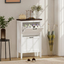 Scarpiera Country 60x26,5x96,7 cm con 2 Cassetti Ribalta in MDF Bianco      