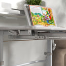 Banco Studio Scuola per Bambini 80x54,5x104 cm con Sedia Regolabile e Piano Inclinabile Grigio