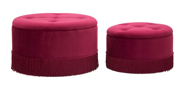 online Puff Contenitore Lines New Coppia Bordeaux Ø71x41-55x33 cm in Legno Spugna e Poliestere Bordeaux