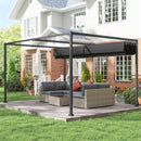 Pergola da Esterno 3x2,1 m con Tettuccio Retrattile in Metallo e Poliestere Nero      