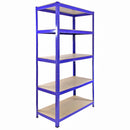 Set 5 Scaffali Senza Bulloni 90x45x180 cm con Connettori in Acciaio Blu 