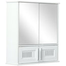 Pensile da Bagno 55x17.5x60 cm con Antine a Specchio Bianco