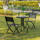 Set Tavolino e 2 Sedie Pieghevoli in Metallo Nero