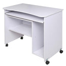 Scrivania con Ripiano Estraibile 93x48x76 cm con Ruote in MDF Bianco      