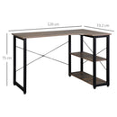 Scrivania Angolare da Ufficio 120x73,2x75 cm in Legno e Acciaio Marrone