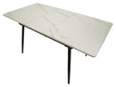 Tavolo da Pranzo Allungabile Matt 120x80x75 cm in Metallo e Ceramica Nero e Bianco      