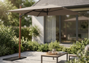 Ombrellone da Giardino Decentrato 2,5x2,5m Palo in Alluminio Effetto Legno Tessuto Poliestere Trend Wood Taupe