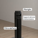 Ventilatore a Torre 45W a 4 Modalità e 3 Velocità con Timer da 12h Ø31.5x96 cm in ABS Nero