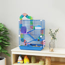 Gabbia per Criceti a 5 Piani 46x30x58 cm con Tubi Colorati e Accessori in Metallo Blu  